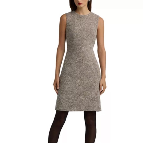 St. John Dresses & Skirts - St John Collection great shape tweed cotton khaki tan black stretchy knit dress